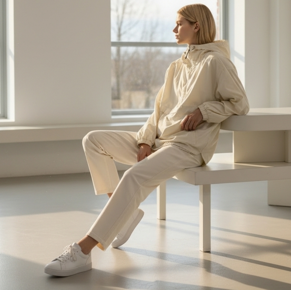 Nils Skiwear Ivory Hooded Anorak Jacket Size 6 Lightweight Windbreaker Casual - Picture 4 of 14